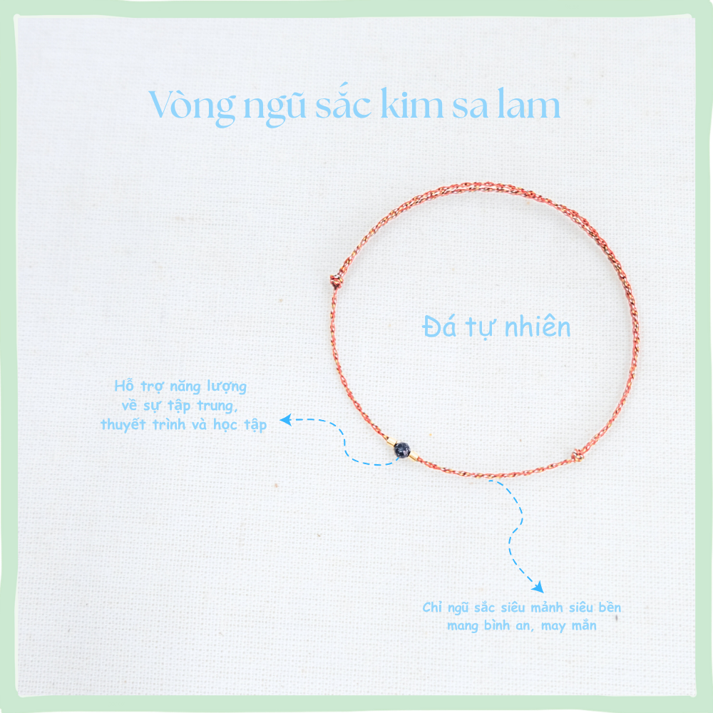 Vòng chân chỉ ngũ sắc phối đá kim sa lam - freesize chân - Chồi Nhỏ 2 Vòng chân chỉ ngũ sắc phối đá kim sa lam - freesize chân - Chồi Nhỏ - Ảnh 2