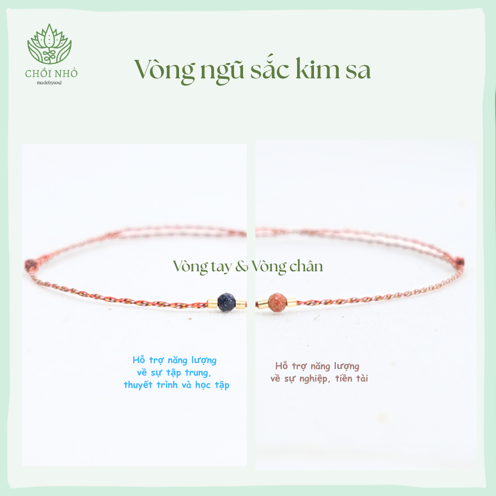 Vòng chân chỉ ngũ sắc phối đá kim sa lam - freesize chân - Chồi Nhỏ 3 Vòng chân chỉ ngũ sắc phối đá kim sa lam - freesize chân - Chồi Nhỏ - Ảnh 3