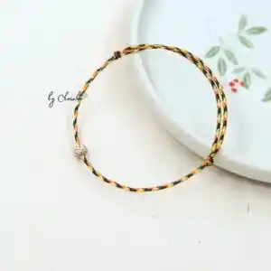 Vòng tay ngũ sắc dây 1.0mm màu vàng kim phối hạt bồ đề freesize người lớn - Chồi Nhỏ