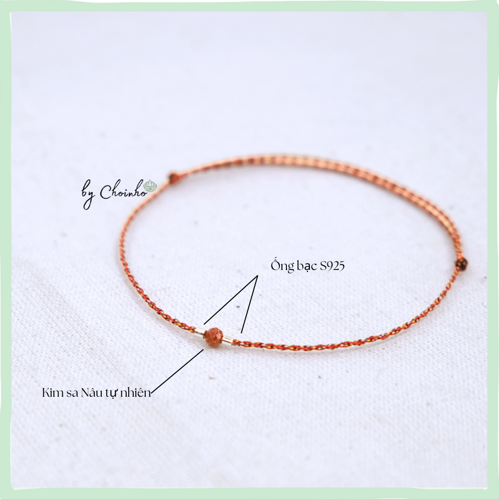 Vòng tay ngũ sắc phối kim sa nâu và ống bạc | dây đỏ dày 0,5mm hạt kim sa nâu ống bạc | freesize mọi cổ tay | Chồi Nhỏ 1 Vòng tay ngũ sắc phối kim sa nâu và ống bạc | dây đỏ dày 0,5mm hạt kim sa nâu ống bạc | freesize mọi cổ tay | Chồi Nhỏ