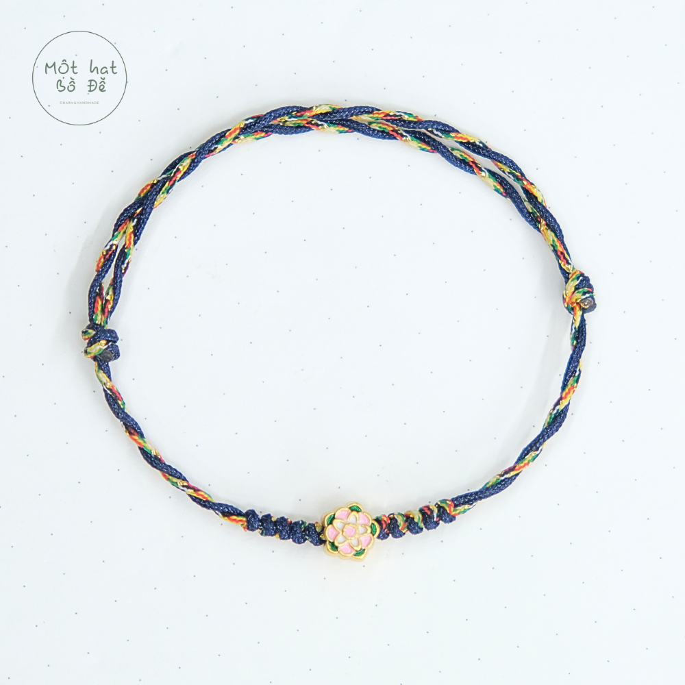 Vòng ngũ sắc xanh lam phối hoa mẫu đơn vàng | dây 0.8mm hai màu đỏ xanh lam phối hoa mẫu đơn vàng | Vòng tay ngũ sắc Chồi Nhỏ 1 Vòng ngũ sắc xanh lam phối hoa mẫu đơn vàng | dây 0.8mm hai màu đỏ xanh lam phối hoa mẫu đơn vàng | Vòng tay ngũ sắc Chồi Nhỏ