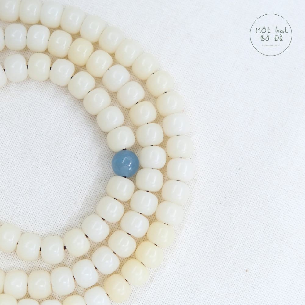 Chuỗi 108 hạt bồ đề trắng vuông phối hạt đá xanh dương nhẫn bồ đề hoa sen gỗ | Chồi Nhỏ | Chuỗi hạt niệm Phật bồ đề 5 Chuỗi 108 hạt bồ đề trắng vuông phối hạt đá xanh dương nhẫn bồ đề hoa sen gỗ | Chồi Nhỏ | Chuỗi hạt niệm Phật bồ đề - Ảnh 5